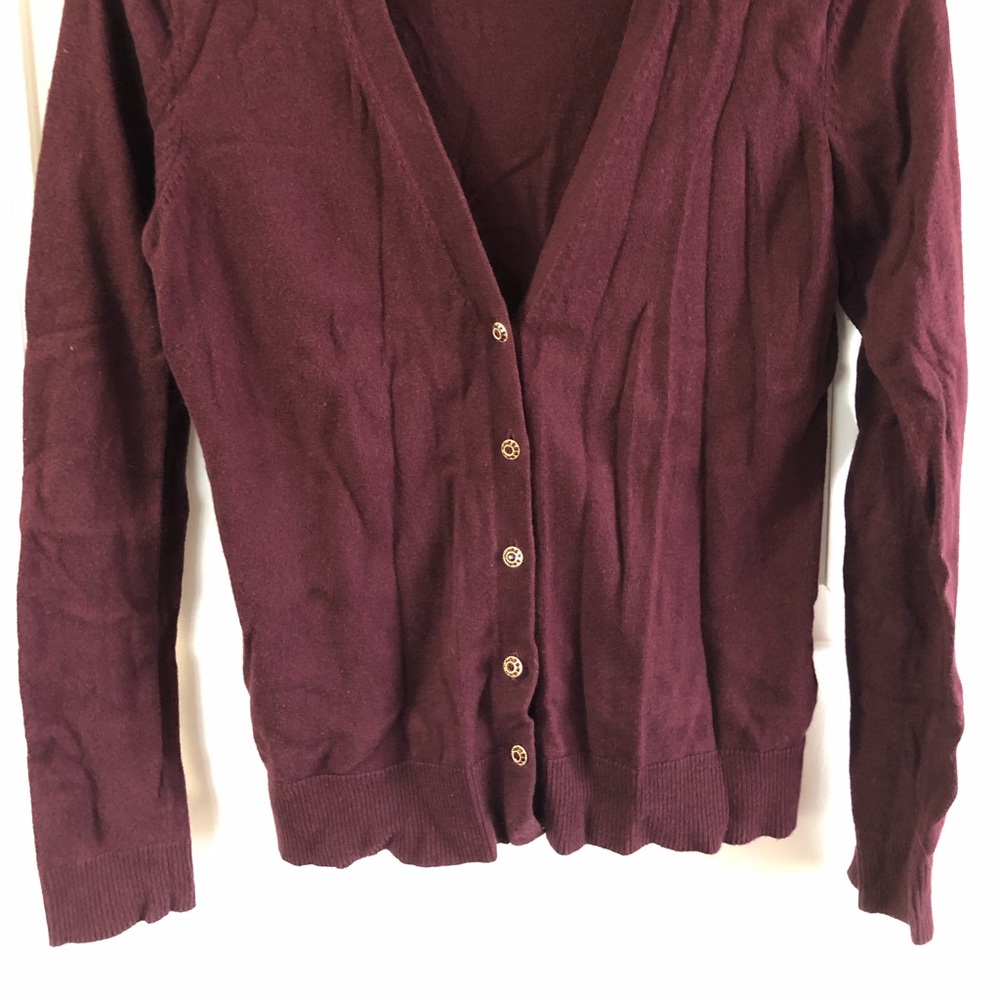 Maroon Cardigan with Jeweled Buttons Size M